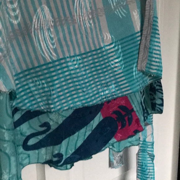 Sari wrap skirt, reversible, blues - Picture 4 of 9